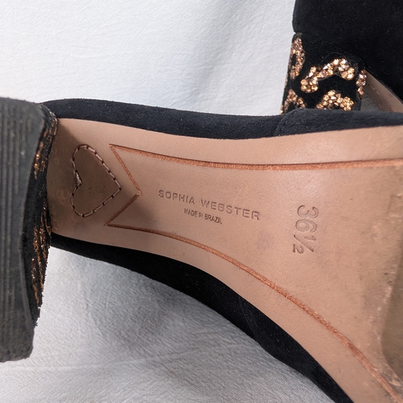 Sophia Webster Felicity Black Suede Leopard Crystal Heel Boots Size 36.5 Womens - Picture 2 of 12